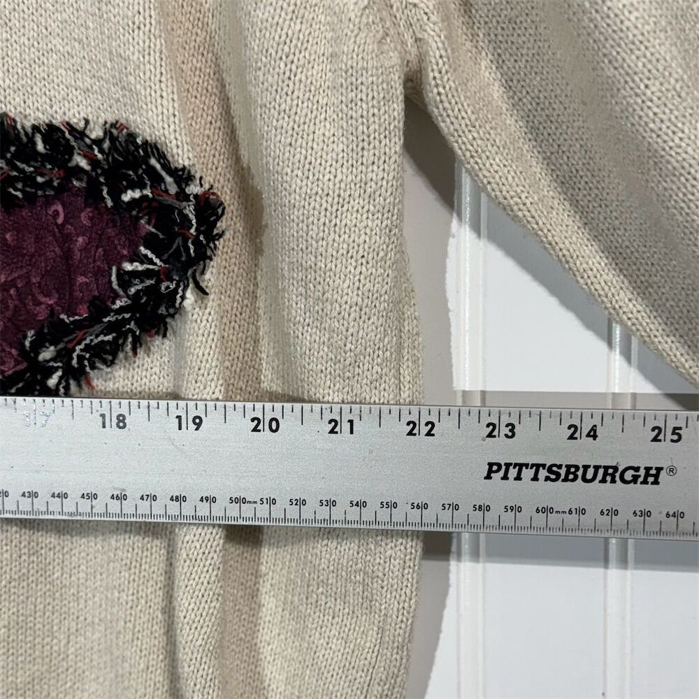 Koos of Course Sweater 1X Silk Lyocell Wool Appliqué Beige Pullover Art to‎ Wear - Picture 5 of 8